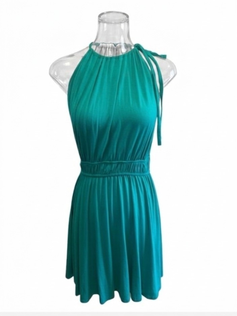 Magnolia Teal Halter One-Shoulder Tie-Waist Dress - Picture 2 of 5